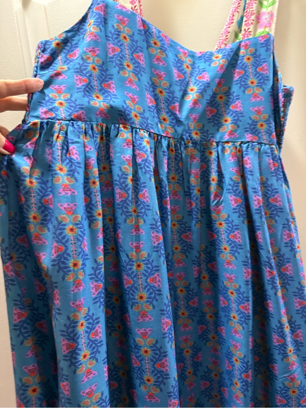NATURAL LIFE Tricia mini Blue Floral Maxi Dress with Embroidered Straps - Picture 3 of 10